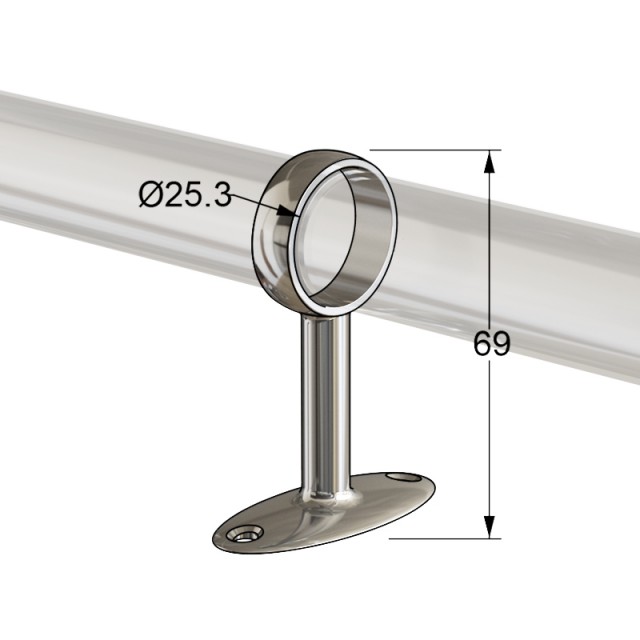 TUBE SUPPORT D.25 CHROME